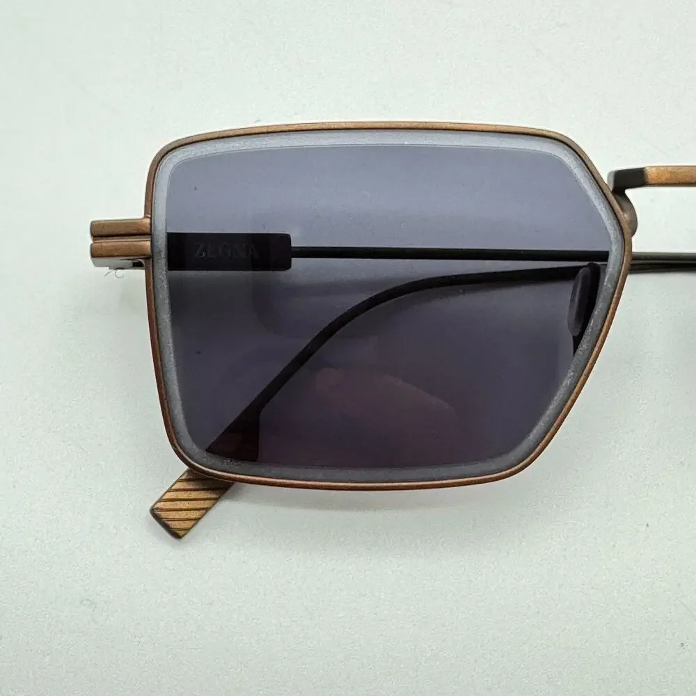 Ermenegildo Zegna Sunglasses EZ0243 38A Dark Bronze Frame Gray Lens 56-16-145